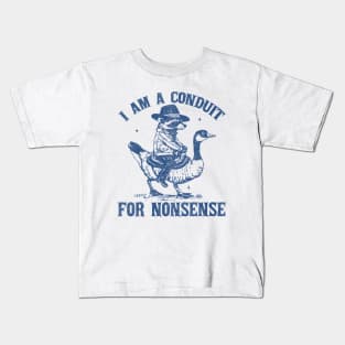 I Am A Conduit For Nonsense Funny Cowboy Raccoon Kids T-Shirt